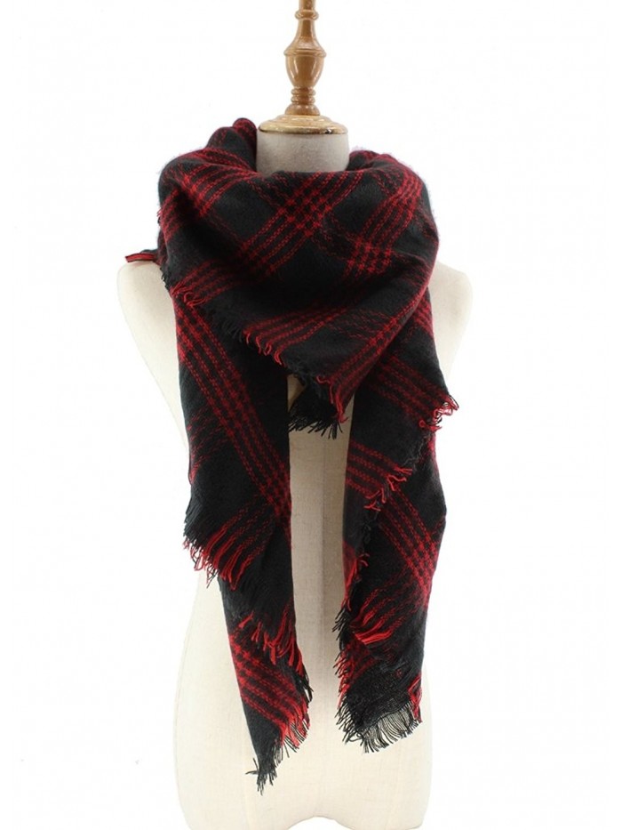 Jiao Miao Women's Soft Tartan Scarf Winter Large Blanket Wrap Shawl - 170801-red - CD18695ELAW