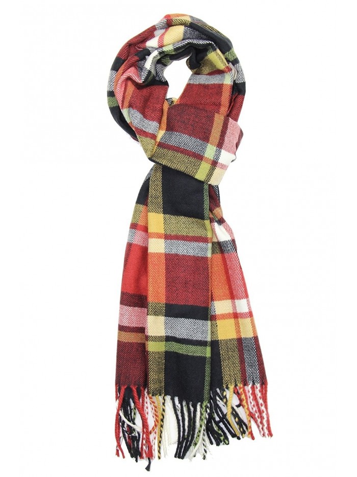 Achillea Scottish Tartan Plaid Cashmere Feel Winter Warm Scarf Unisex - Rust Multi Plaid - C6186ADC2S3