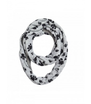 Premium Soft Faux Fur Dog Paw Print Infinity Loop Circle Scarf - Diff Colors - Grey - C012LR8URB7