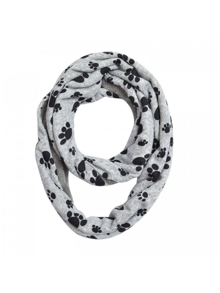 Premium Soft Faux Fur Dog Paw Print Infinity Loop Circle Scarf - Diff Colors - Grey - C012LR8URB7