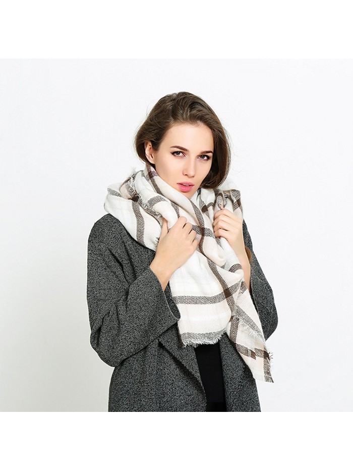 Women's Fall Winter Scarf Classic Tassel Plaid Soft Blanket Shawl ...