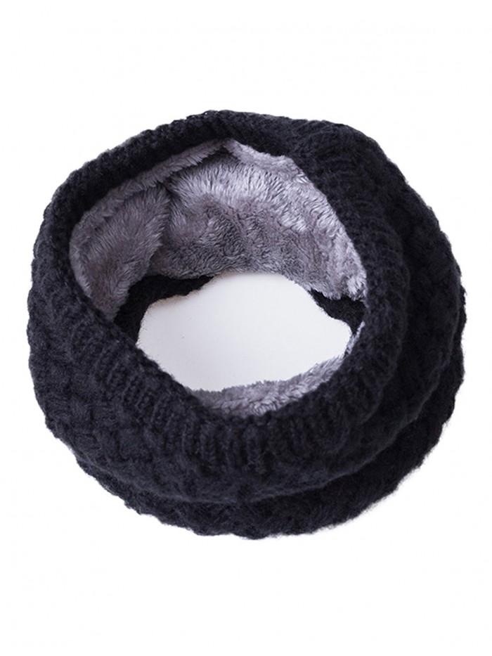 EVRFELAN Winter Infinity Scarf knit Kids Neck Warmer Chunky Soft Thick Circle Loop Scarves - Knit Black - CK18548A8XO