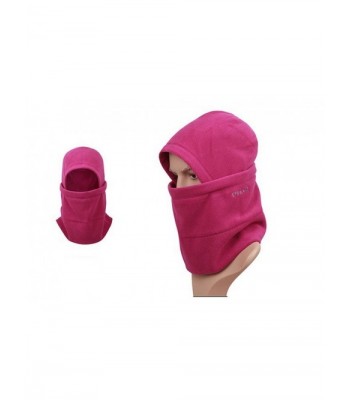 Fleece Balaclava Women Ski Hat Climbing Hat Neck Gaiter (Fuchsia) - CD11HOY2OGF