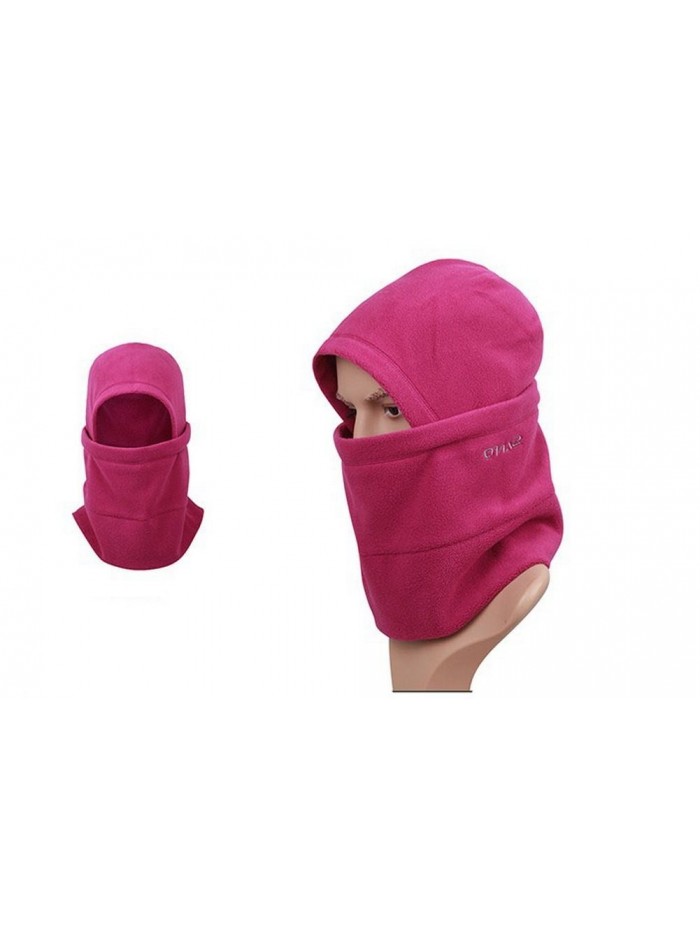 Fleece Balaclava Women Ski Hat Climbing Hat Neck Gaiter (Fuchsia) - CD11HOY2OGF