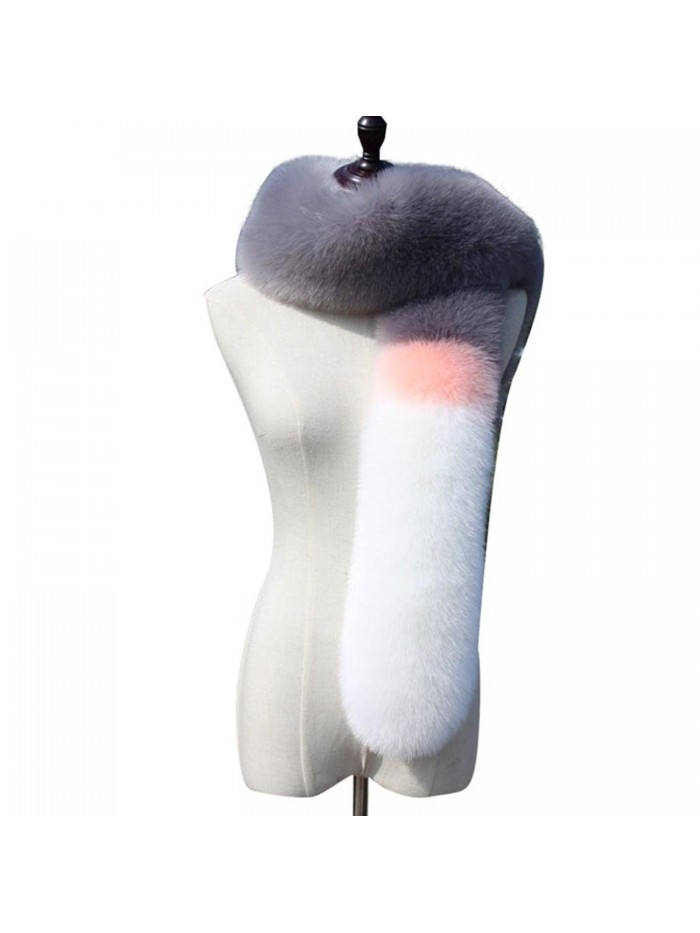Transer Women Faux Noble Fur Scarf Collar Shawl Wraps Stitching Scarf - White - CK12OCL0ABP