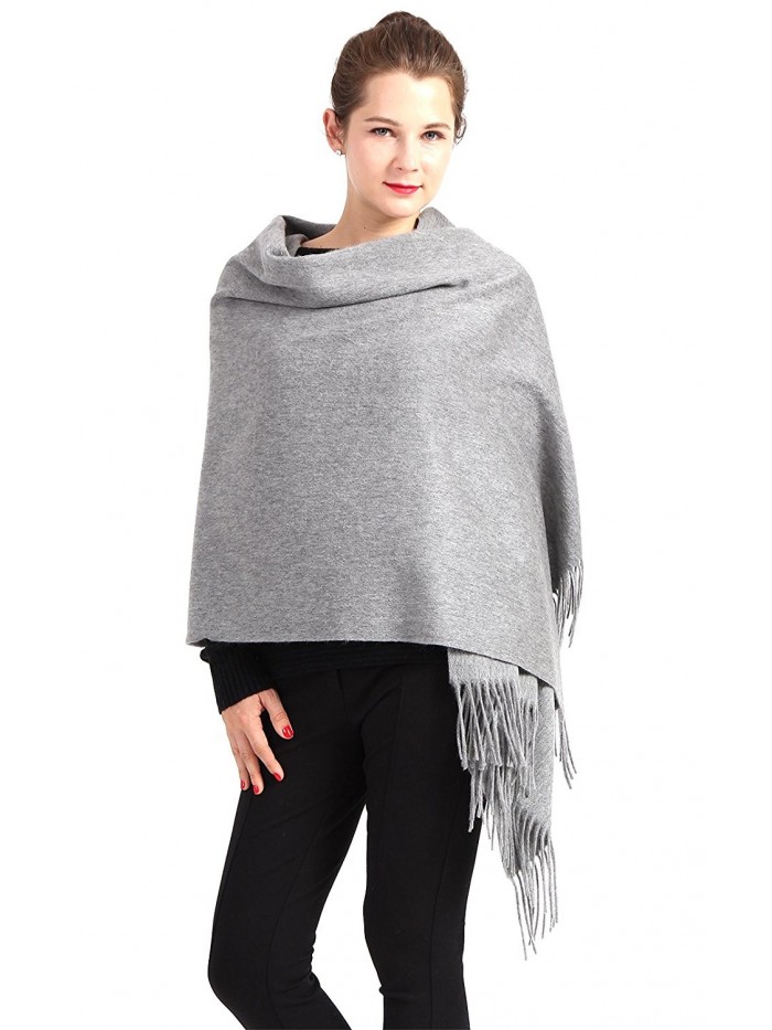 Women Soft Cashmere Wool Wraps Shawls Stole Scarf - Large Size 78"x 28" - Gray - CK188M2LU0T