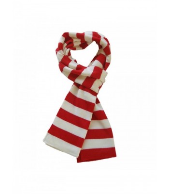 TrendsBlue Soft Knit Striped Scarf - Red & White - CQ112MB5V97