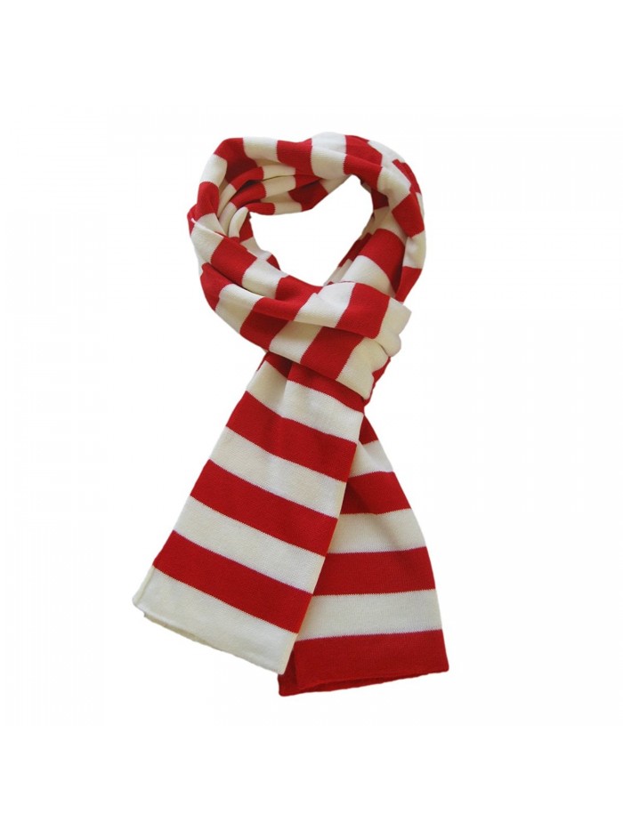 TrendsBlue Soft Knit Striped Scarf - Red & White - CQ112MB5V97