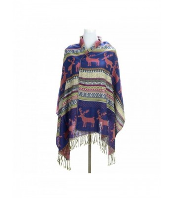 Wensltd Winter Jacquard Knit Scarf Bohemian Christmas Snowflake Deer Scarf - Purple - CR1259OLQ4H