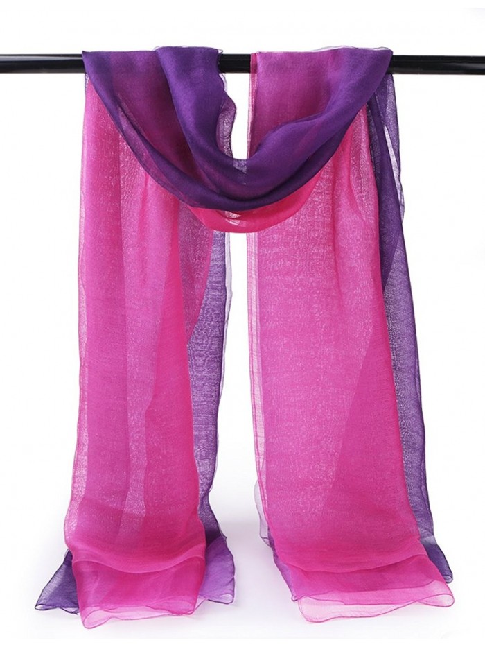 EGO ECHO Scarf Spring Scarfs - Purple & Dark Purple Ombre - Double Layer - Lightweight Wool/Silk Blend Fabric - C31832Q93ME