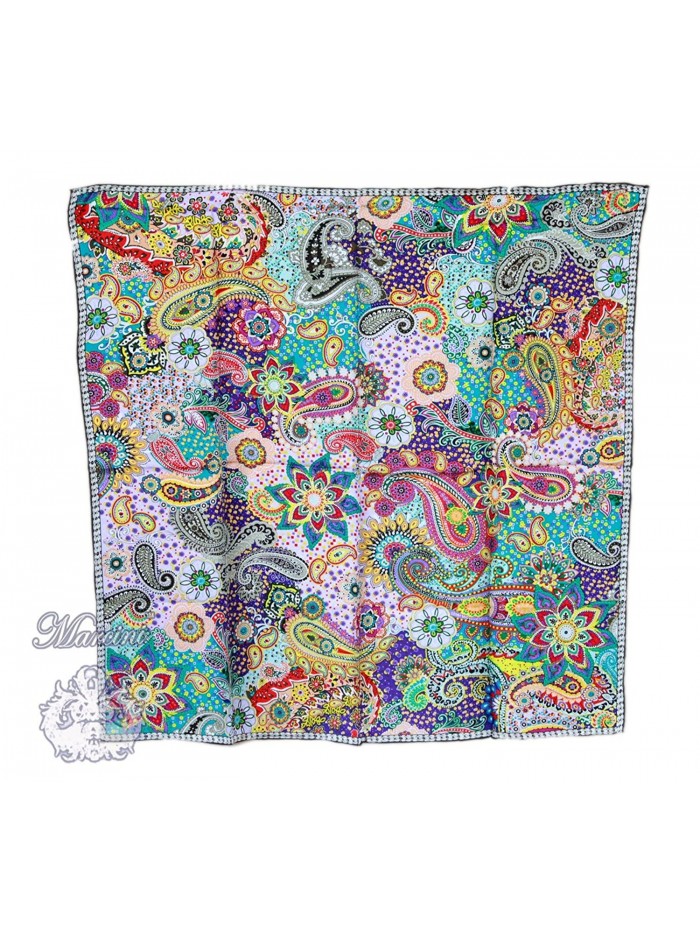 Marcini 100% Luxurious Charmeuse Silk Square Scarf Shawl - Multicoloured - C211CRNJRVD