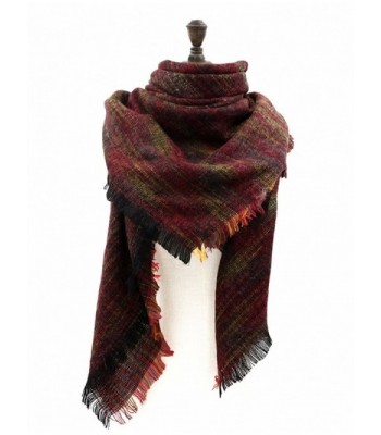 Women's Winter Warm Blanket Tartan Scarf Wrap Shawl Long Plaid Scarves Cozy Cape - 5 - C4186QCOWRD