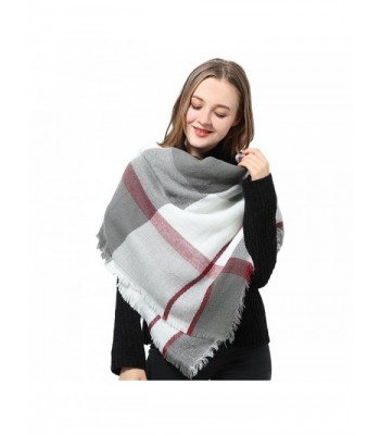 Blanket Scarf for Women Square Plaid Scarf Womens Winter Tartan Scarf Wrap Shawl - A Gray - CD12O5369RE