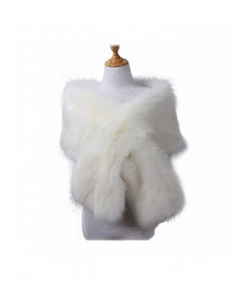 Amore Bridal Women's Winter Wedding Bridal Faux Fur Wrap Cape Stole - White - C5185DXYWKU