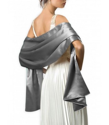 Great Costumes Satin Bridal Evening Shawls Scarves - Silver - CO12N2SGJZR