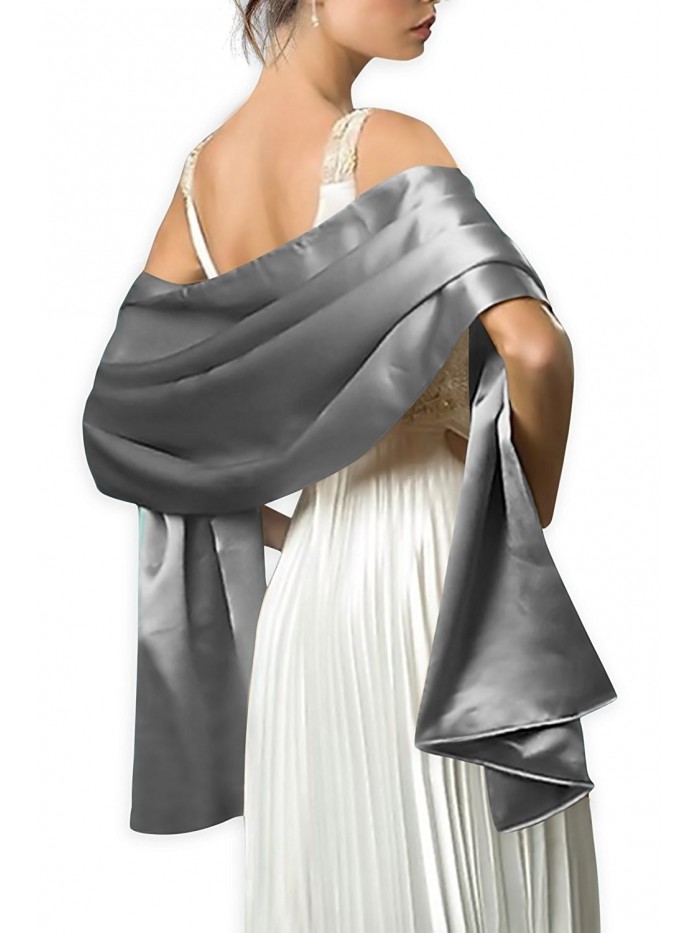 Great Costumes Satin Bridal Evening Shawls Scarves - Silver - CO12N2SGJZR