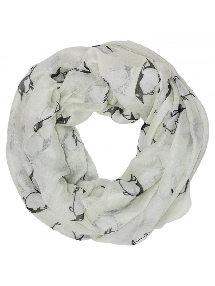 Ted and Jack - Happy Penguin Whimsical Print Infinity Scarf - White - CR123Y4EV4V