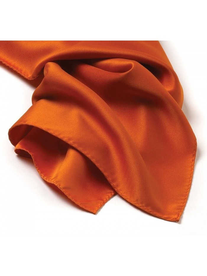 TC Women's Premium Solid & Paisley Color Luxury 100% Pure silk scarf - Orange - CI12072FBPV