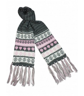 Love Peace Snow Dots Double Layer Knitted Acrylic Tassel Ends Long Scarf - Gray - CK11739LZEX