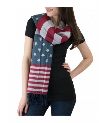 Stars & Stripes Fringe End Blanket Scarf - Navy/Red - CT1254536IP