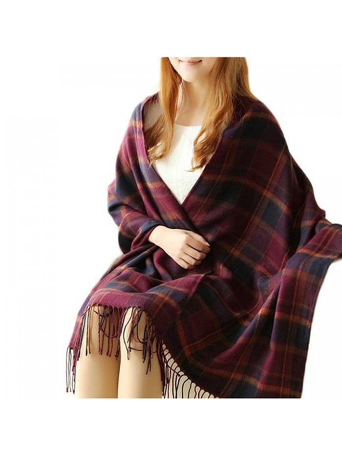 Elite99 Plaid Blanket Scarf Women Square Long Scarves Warm Tartan Checked Shawl Winter - Style 5 - C212O4UXSUW