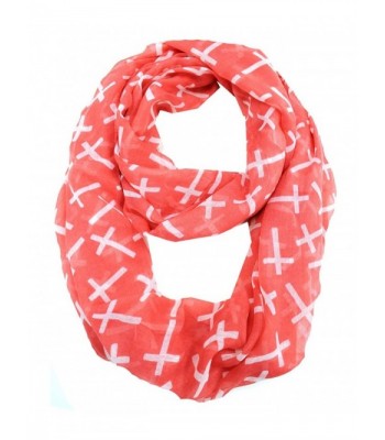 Modadorn Fall to Winter Cross Print Infinitiy Scarf - Coral - CN11KT7NBWF