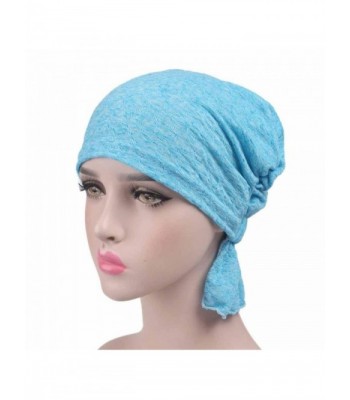 Fabal Women Cancer Chemo Hat Beanie Scarf Turban Head Wrap Cap - Blue - CD184XWZKQN