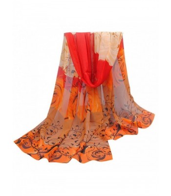 Women Rose Pattern Chiffon Elegant Scarves Vovotrade - Orange - CX128N6CWA9