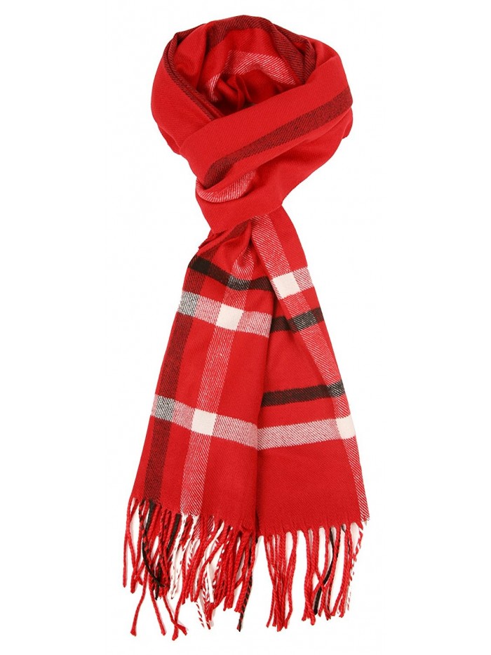 Love Lakeside-Women's Cashmere Feel Winter Plaid Scarf Red Plaid - C11289GXW2L