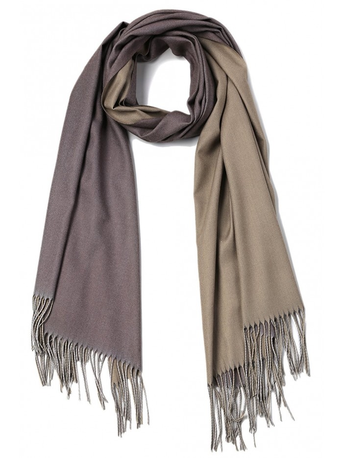 Women's Winter Scarf Tassel Plaid Scarf Warm Soft Large Blanket Wrap Shawl Scarves - Grey-camel - C41885WGQ49