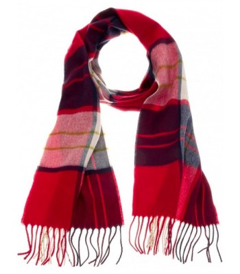 SilverHooks Soft & Warm Plaid Cashmere Scarf w/ Gift Box - Red & Blue Plaid - CE185WEMLID