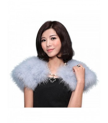 PATTONJIOE Short Ostrich Fur Wrap Shawl for Bridal Wedding Dress - Gray - CP12ODPF8WY
