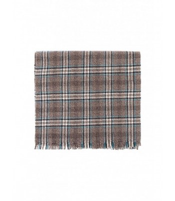 Great & British Knitwear 100% Cashmere Brown & Teal Check Scarf. Made in Scotland - CH126SK7IWP