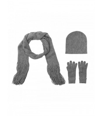 Winter Scarf Hat and Glove Gift Set Soft Womens Cold Weather 3 Pc. More Colors - Grey Heather - CO187LSE7L2