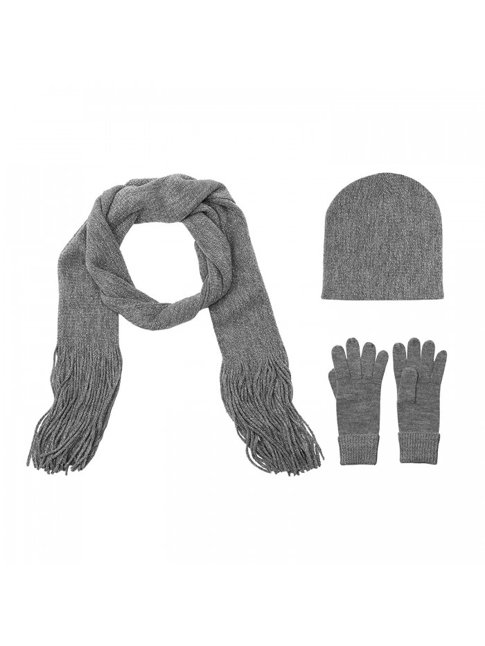 Winter Scarf Hat and Glove Gift Set Soft Womens Cold Weather 3 Pc. More Colors - Grey Heather - CO187LSE7L2