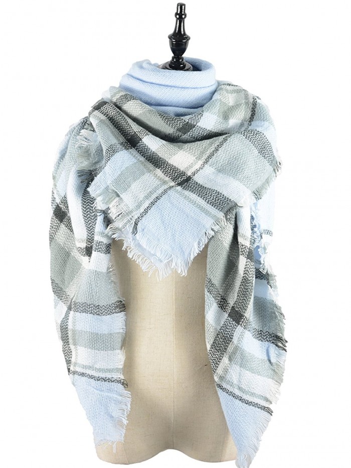 Durio Stylish Blanket Scarves Pashmina - Blue White Scarf - C61868E5205