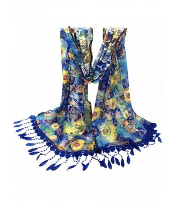 DEESEE(TM) Fashion Women Long Wrap scarf Tassel Shawl Lace Scarf Scarves - Blue - C812N2EQUDN
