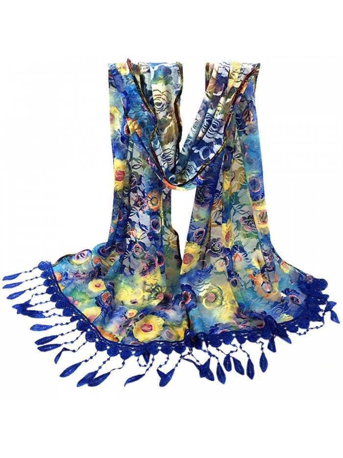 DEESEE(TM) Fashion Women Long Wrap scarf Tassel Shawl Lace Scarf Scarves - Blue - C812N2EQUDN