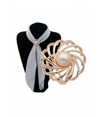 Woman's Enchanting Scarf Clip Silk Scarf Buckle Clip with Pearl-Free Gift Bag - CO12J45HW09