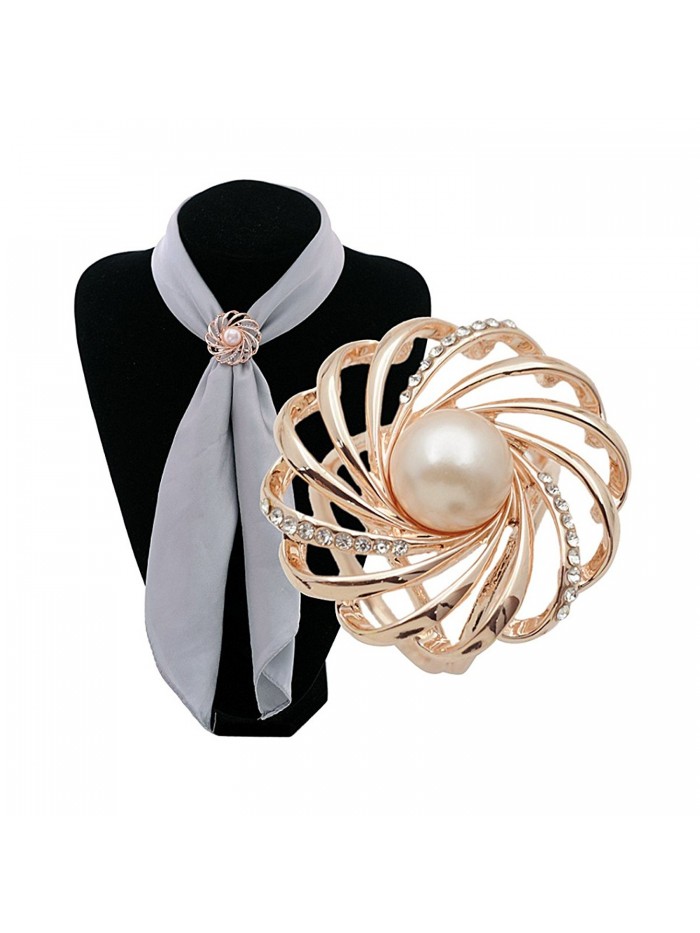 Woman's Enchanting Scarf Clip Silk Scarf Buckle Clip with Pearl-Free Gift Bag - CO12J45HW09