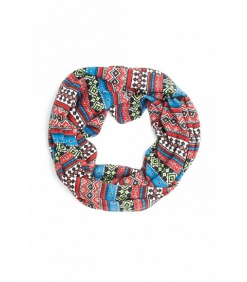 Bohomonde- Hadley Soft Jersey Knit Aztec Print Infinity Scarf - Red/Blue - CQ129ZP6O9D