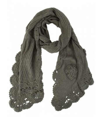 Floral Crochete Scarf - Charcoal - CG11I8K6A63