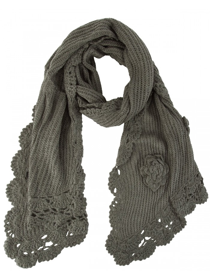 Floral Crochete Scarf - Charcoal - CG11I8K6A63