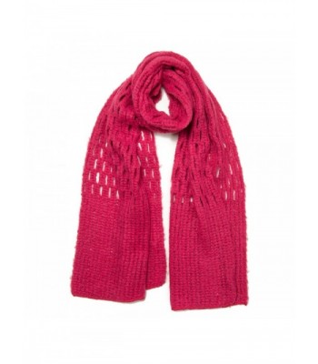 Free Spirit Crochet Knit Honeycomb Stitch Muffler Scarf - all Seasons - 6 Colors - Ultraviolet Pink - C212NZASCE0