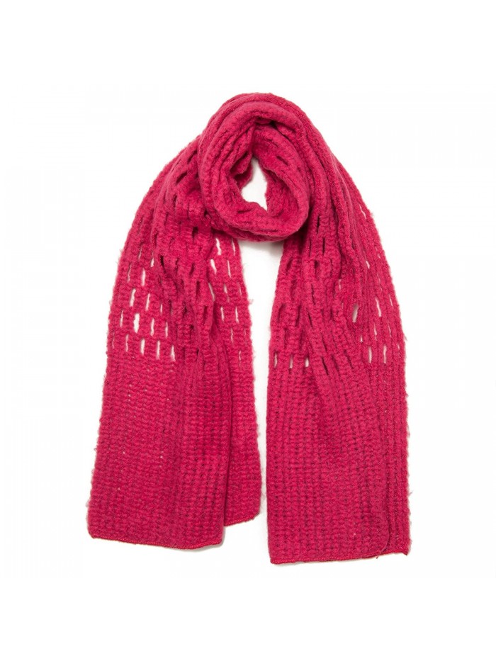 Free Spirit Crochet Knit Honeycomb Stitch Muffler Scarf - all Seasons - 6 Colors - Ultraviolet Pink - C212NZASCE0