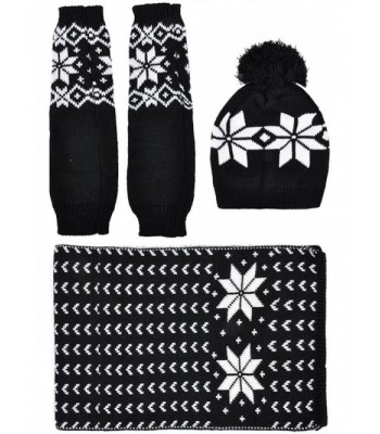 Womens Winter Set Snowflake Pompom Reversible