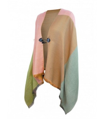 Pashmina Clasp Shawl Color block Women