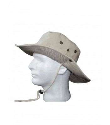 Outdoor Wide Brim Boonie Hat Mens Safari Chin Cord Hats Fishing Sun Bucket Cap - CA12NFF2VRH