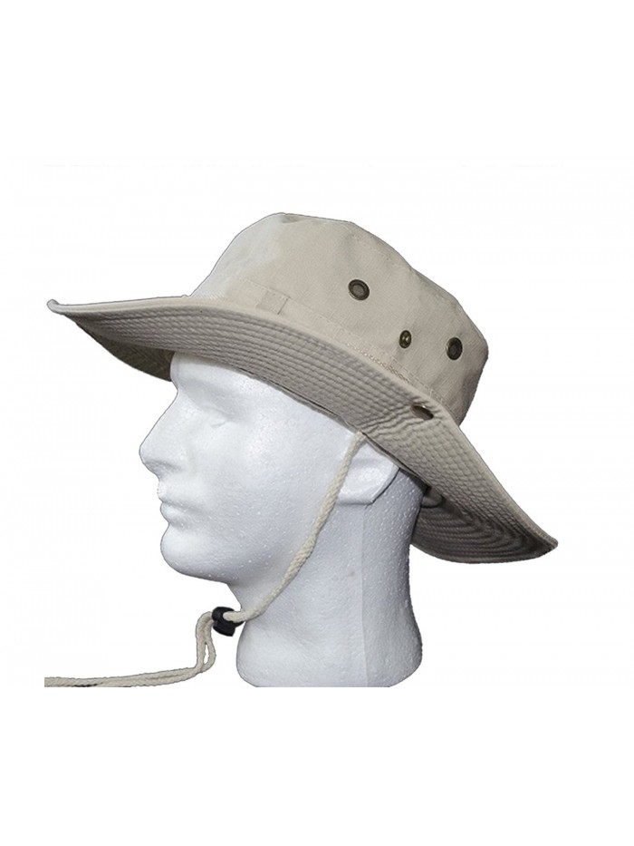 Outdoor Wide Brim Boonie Hat Mens Safari Chin Cord Hats Fishing Sun Bucket Cap - CA12NFF2VRH