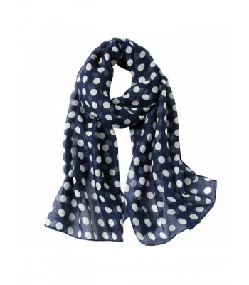 MaaMgic Womens Winter Long Polka Dot Scarf Ladies Warm Soft Pashmina Wrap - Navy Dots - CS185DYZA2O